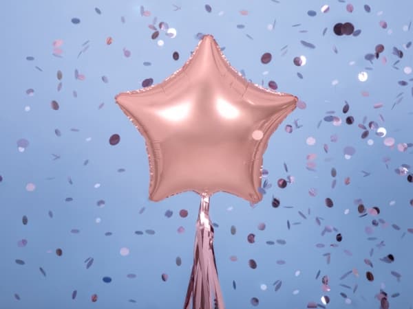 PartyDeco Star, Lekeballong, Rosegull, Star, Ikke for barn under 36 måneder, 480 mm, 50 stykker