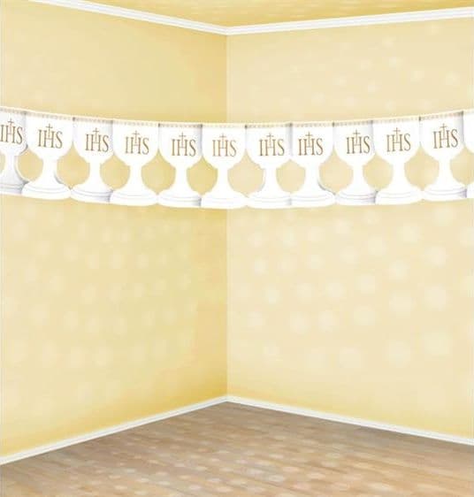 Party Deco Nattvardspappersgirlang, kalk, vit, 3m universal
