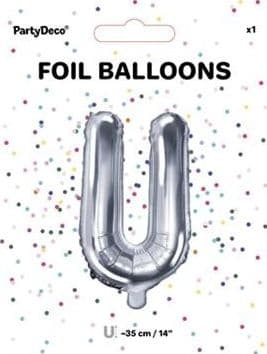 Party Deco Folieballong Bokstav "U", 35cm, Sølv Universal