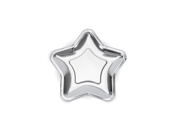Party Deco Paper Plates, Asterisk, silver, 18 cm, 6 st universal