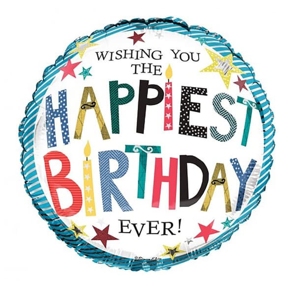 Simon Elvin 18 Inch Happy Birthday Vintage Circus Text Foil Balloon
