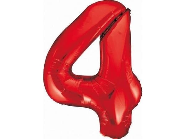GoDan Folieballong Nummer 4 rød, 85cm