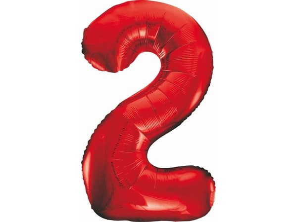 GoDan Foil balloon Number 2, red, 85cm