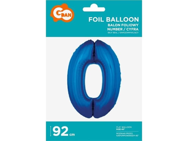 GoDan folioilmapallo "Numeral 0", sininen, 92 cm
