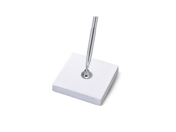 Kuglepen med holder, hvid og sølv
