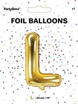 Party Deco Folieballong Bokstav "L", 35cm, Gull Universal