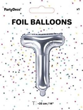 Party Deco Folieballong Bokstav "T", 35cm, Sølv Universal