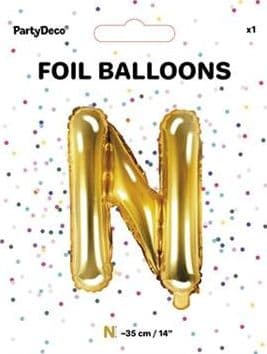 Party Deco Folieballong Bokstaven "N", 35cm, Gull Universal