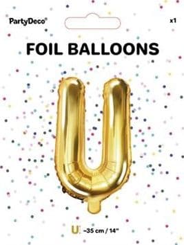Party Deco folio ilmapallo kirjain "U", 35cm, kultainen universaali