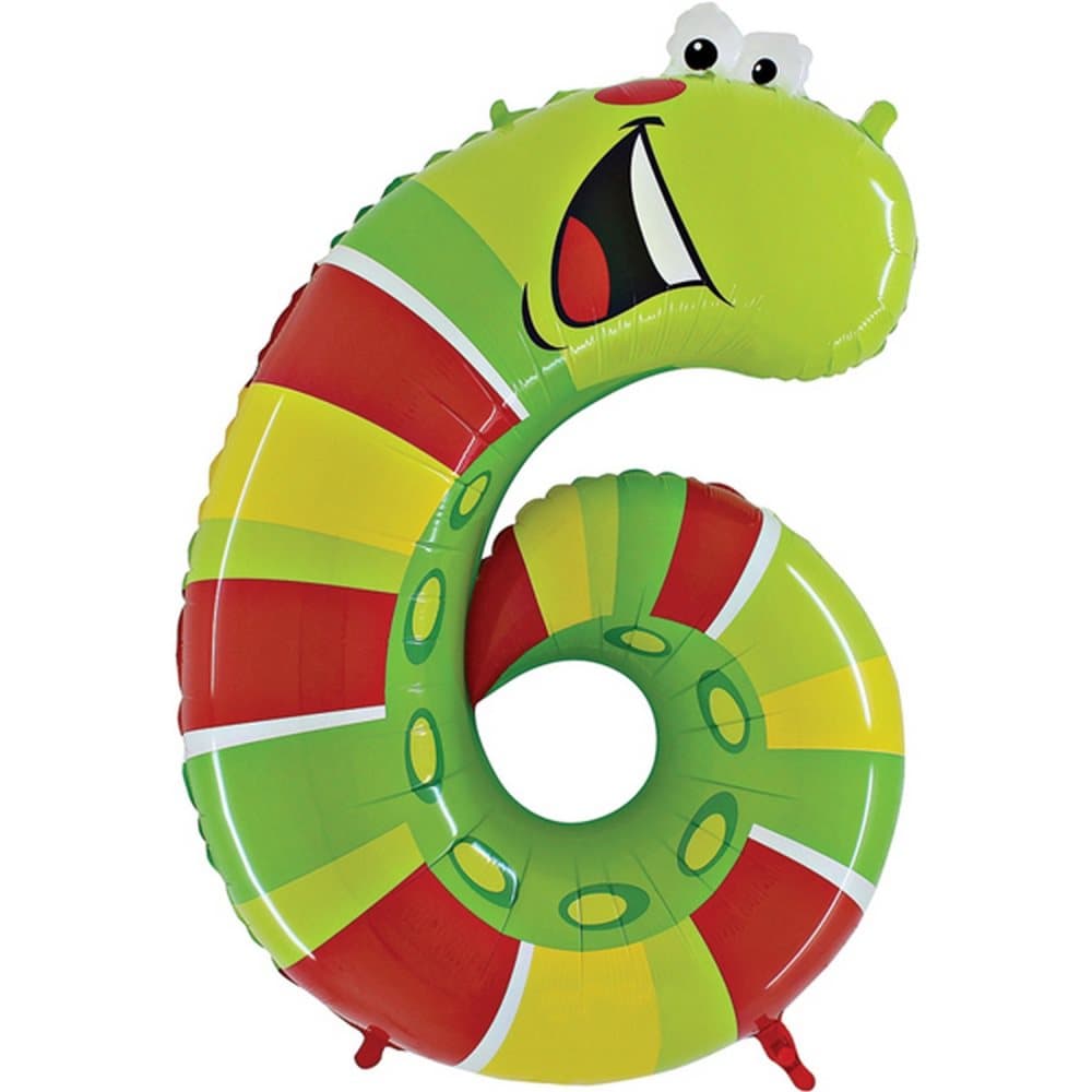 Oaktree 40 Inch Number Six Caterpillar Zooloon Birthday Balloon