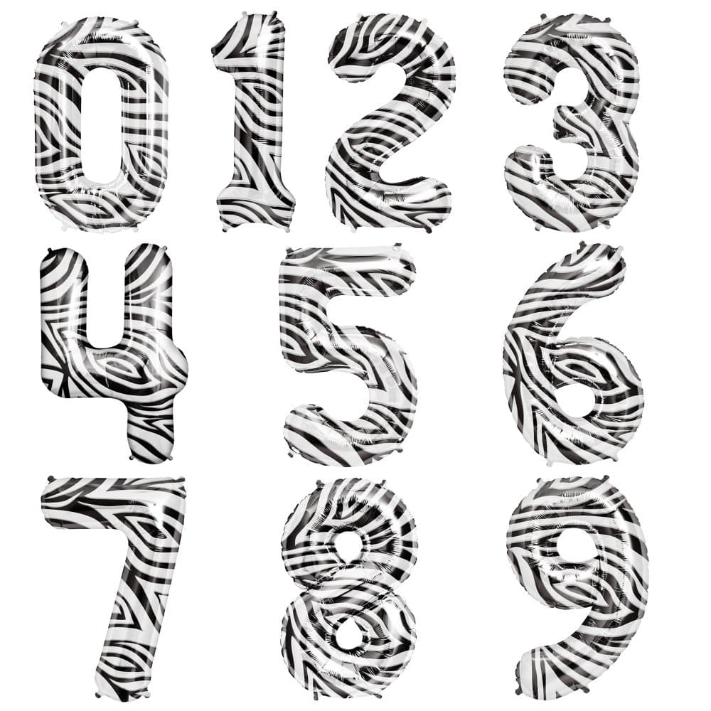 NorthStar 34 Inch Zebra Print Number Balloons