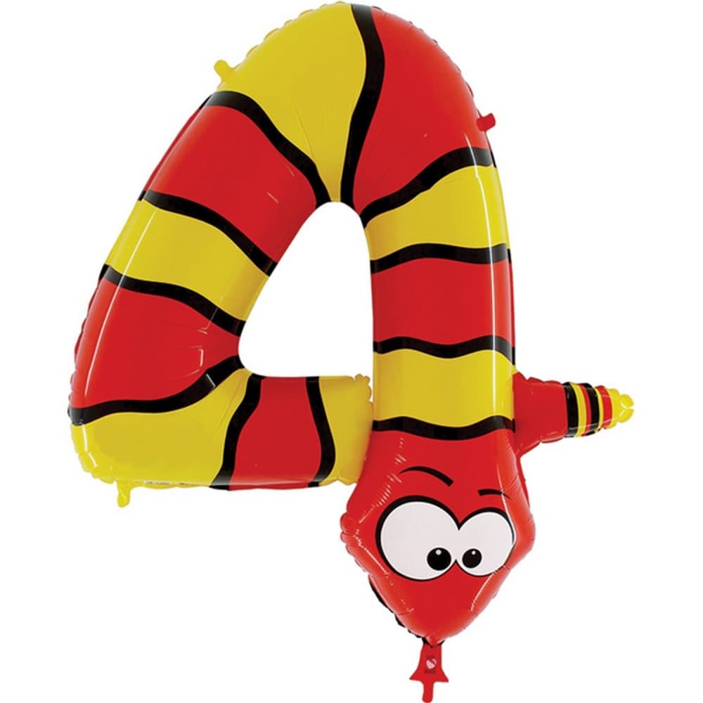 Oaktree 40 Inch Number Four Snake Zooloon Birthday Balloon