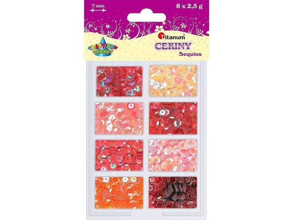 Titanum Sequins 7mm 8 colors x 2.5g pink-red