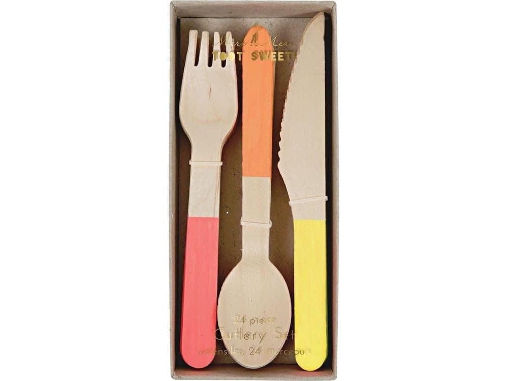Meri Meri Meri Meri - Wooden Cutlery Set Neon
