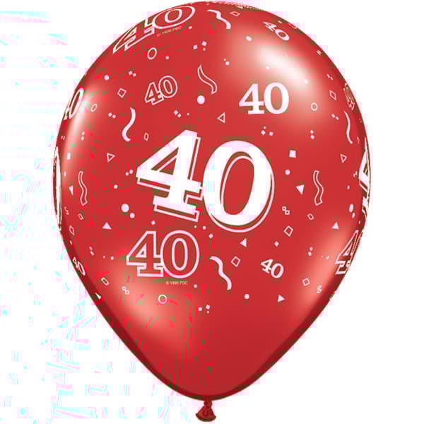 Quatalex 11 tommer 40 års fødselsdag latexballoner (25 stk.) Red 27.9cm