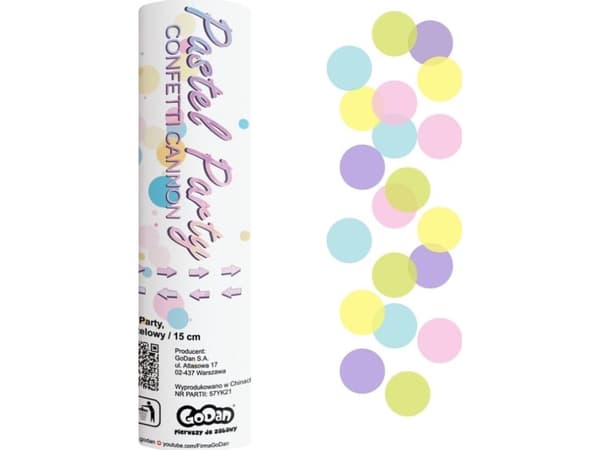 GoDan Confetti - putki ampuminen pastelli ympyröitä - 15cm
