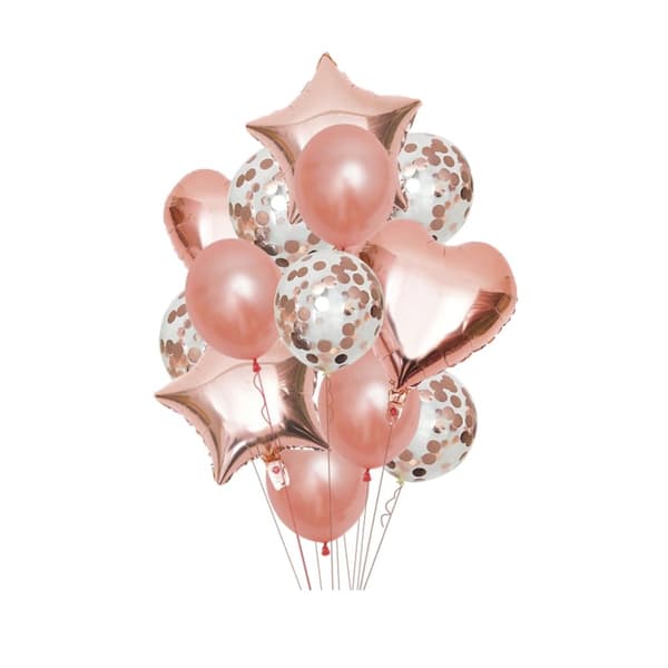 Eurowrap Ballongpaket (14 stycken) Rose Gold One Size