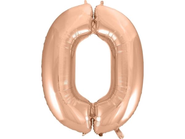 GoDan folieballong "0" rosa-gull 92cm