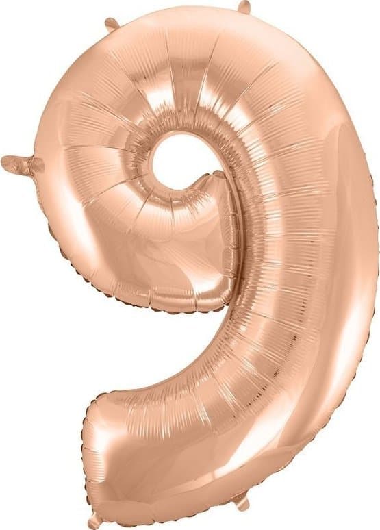 GoDan folieballong "9" rosa-gull 92cm