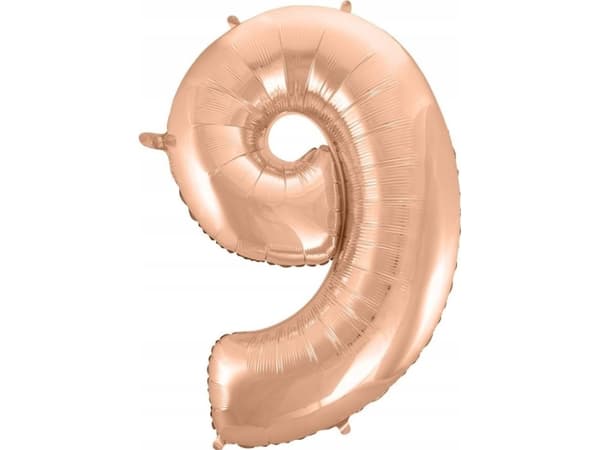 GoDan folieballong "9" rosa-gull 92cm