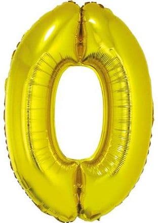 GoDan folio ilmapallo numero "0" kultainen, 85cm