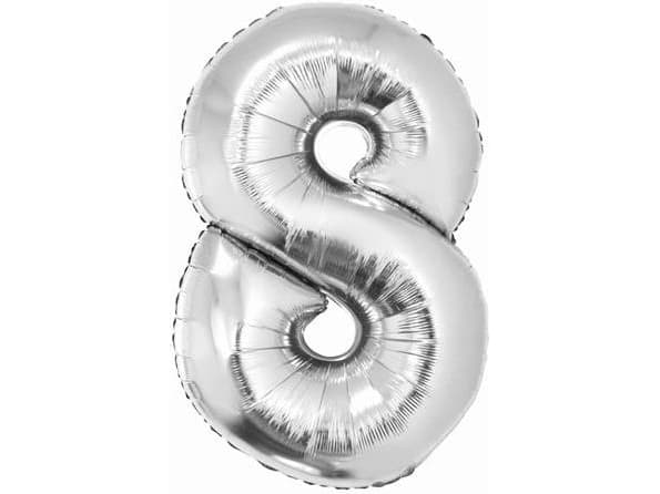 GoDan folieballong nummer "8" sølv 85 cm (FG-C85S8)