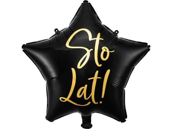 Party Deco Folieballong Sto Lat!, 40 cm, svart