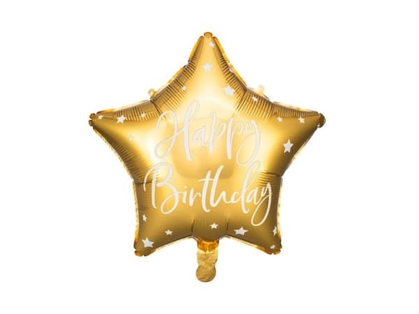 PartyDeco FB93-019-KARTON, Kulta, Star, Kalvo, Syntymäpäivä, Englanti, 40 cm