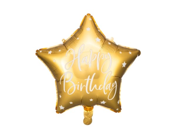 PartyDeco FB93-019-KARTON, Kulta, Star, Kalvo, Syntymäpäivä, Englanti, 40 cm