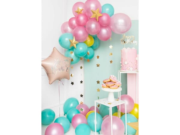 PartyDeco FB93-081PJ-KARTON, Rosa, Star, Folie, Bursdag, Engelsk, 40 cm