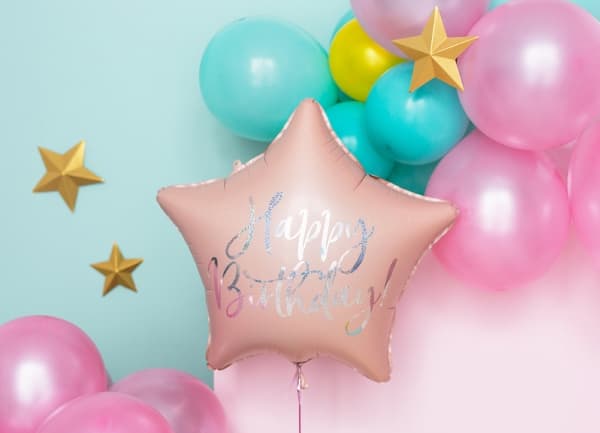 PartyDeco FB93-081PJ-KARTON, Rosa, Star, Folie, Bursdag, Engelsk, 40 cm