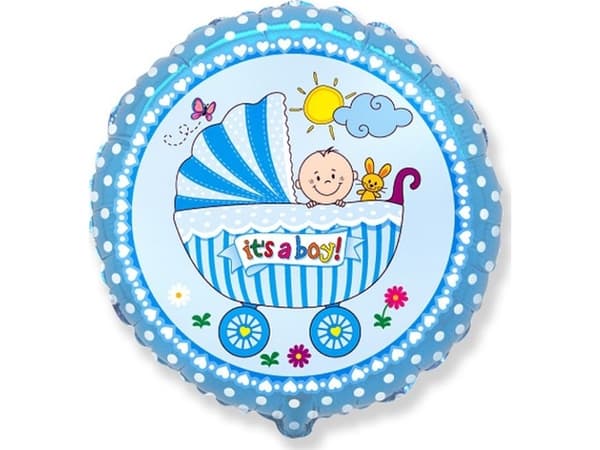 GoDan Foil balloon 18 "FX - Trolley for a boy, blue - 1 pc/pack