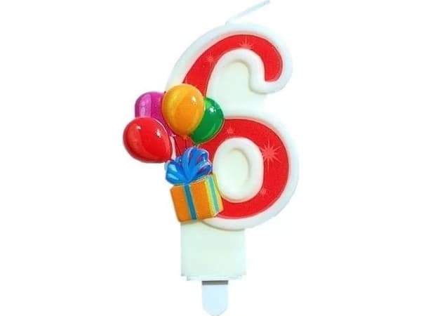 MK TRADE Lys nummer 6 med ballonger