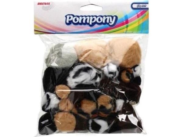 BREWIS POM16 eläinten pompulat sekakoko (10, 20, 30, 50 mm) 54kpl