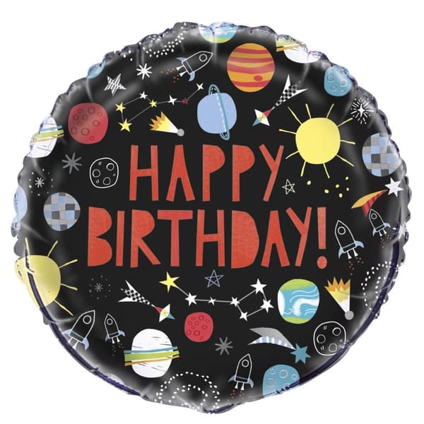 Unique Party Outer Space Birthday Foil Balloon Black/Red One Size