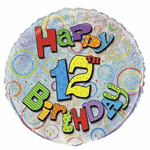 Unique Party 12 Birthday Foil Balloon Multicoloured One Size