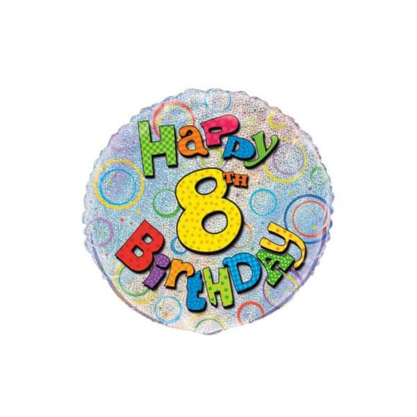 Unique Party 8 Birthday Foil Balloon Multicoloured One Size