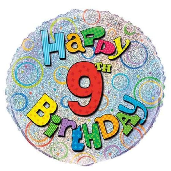 Unique Party 9 Birthday Foil Balloon Multicoloured One Size