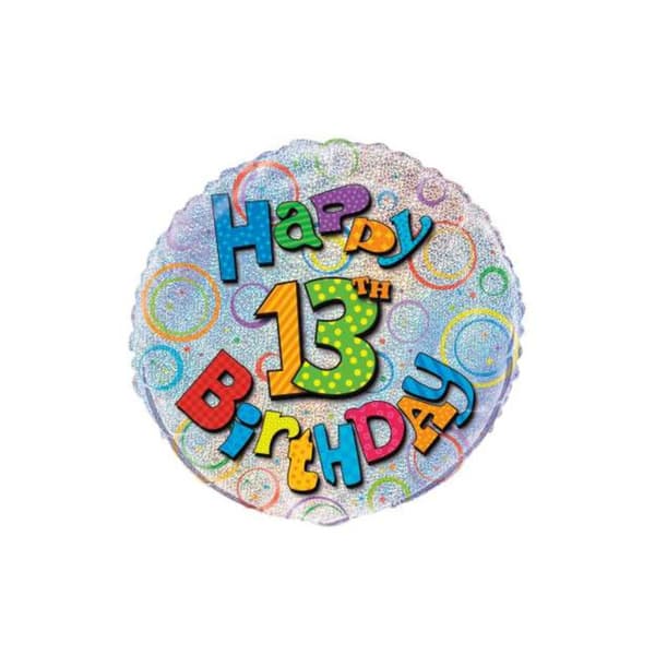 Unique Party 13 Birthday Foil Balloon Multicoloured One Size