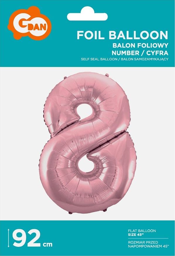 GoDan Foil balloon number "8" light pink 92cm