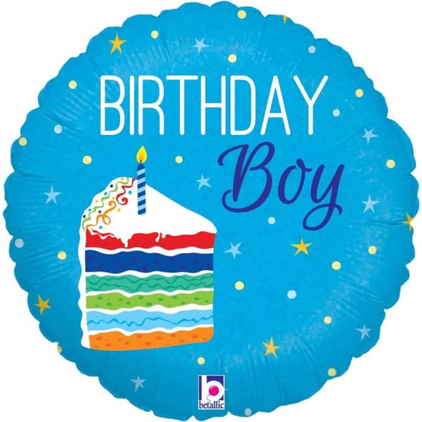 Betallic Birthday Boy Cake Foil Balloon Blue One Size
