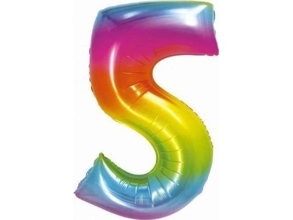 GoDan Foil balloon smart number "5", rainbow, 76 cm