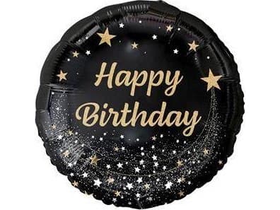 GoDan Balon foliowy Happy Birthday, czarny, 18"