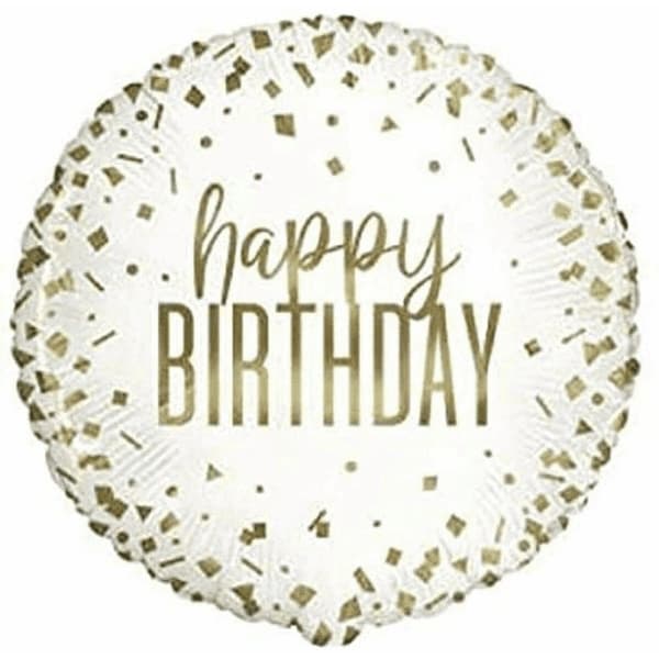 Unique Party Confetti Birthday Foil Balloon White/Gold One Size