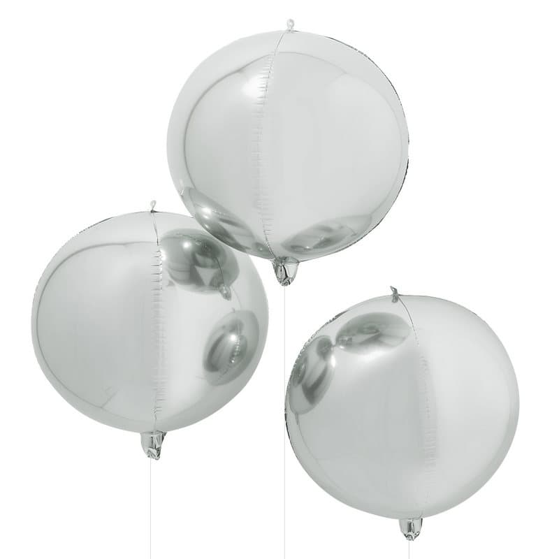 Folieballong rund Silver, 3st