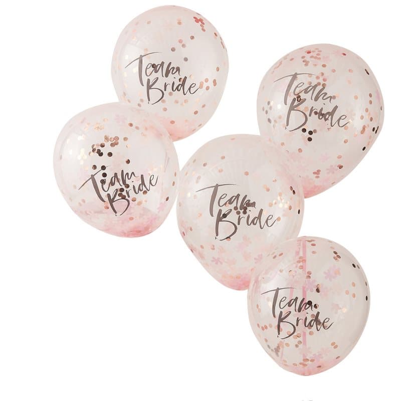 Konfettiballonger "Team Bride", 5-pack