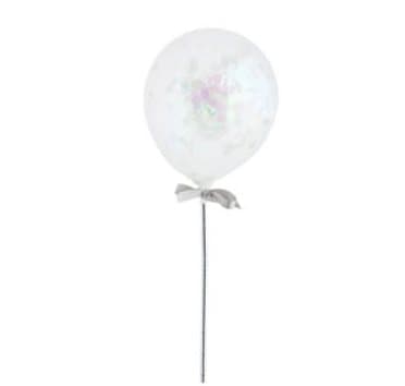 Konfettiballonger mini på pinne silver, 5-pack