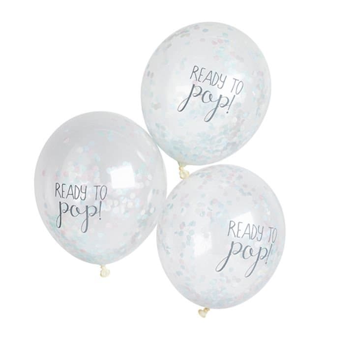Konfettiballonger Ready to pop, 5-pack
