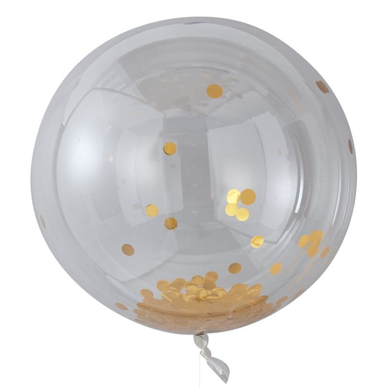 Konfettiballong Large Guld, 3st