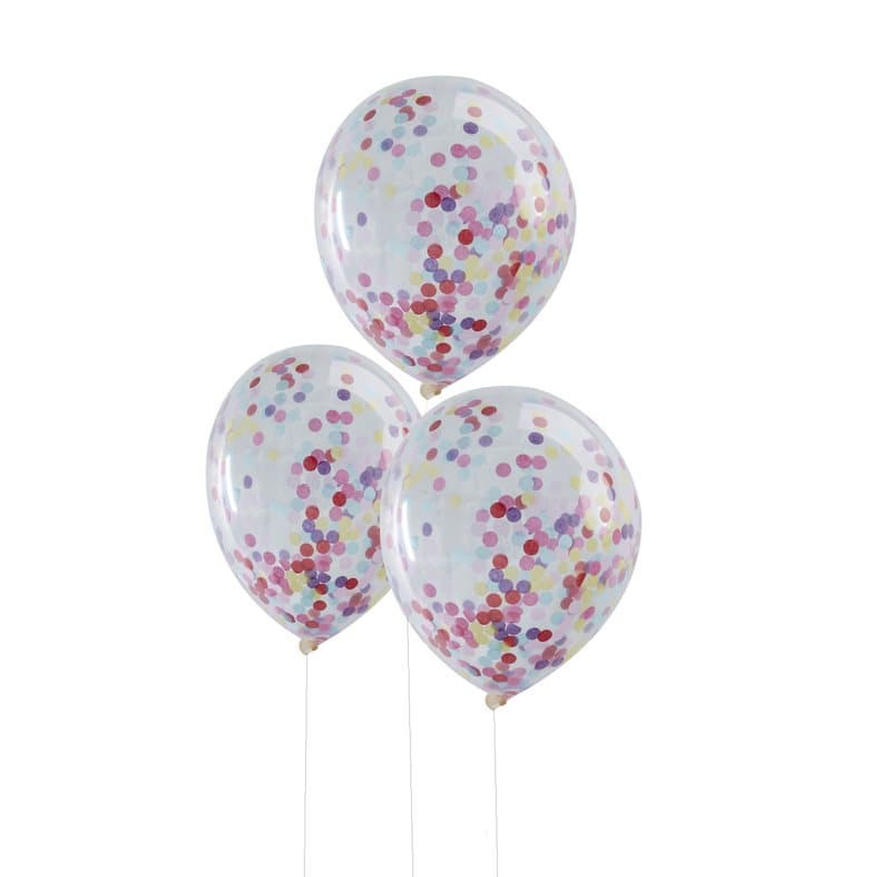 Konfettiballonger mix, 5-pack